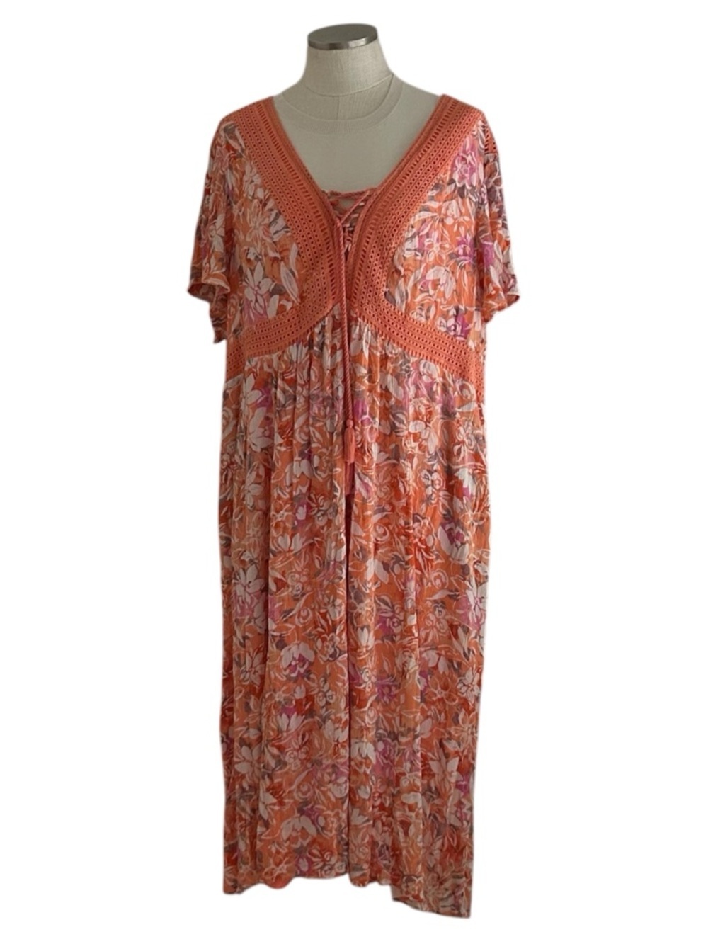 Torrid Maxi Floral Crochet Lace Accent Boho Style Dress Torrid Size 4